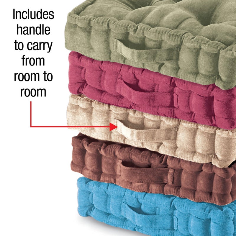 Collections Etc Tufted Padded Boosted Cushion and Support - Plush Seating for Chair with Carrying Handle, Blue - Image 5